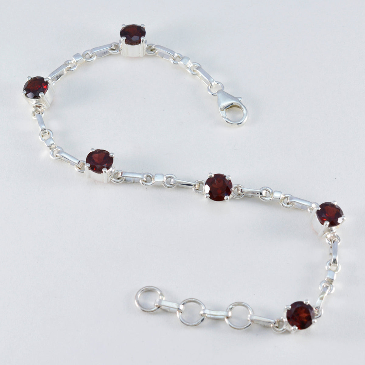 Garnet Memorial Whisper-thin Red Silver Links Bracelet
