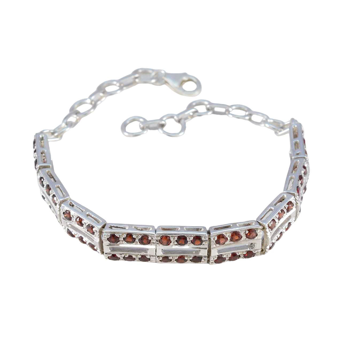 Garnet Memorial Day Minimal Red Sterling Silver Tennis Bracelet
