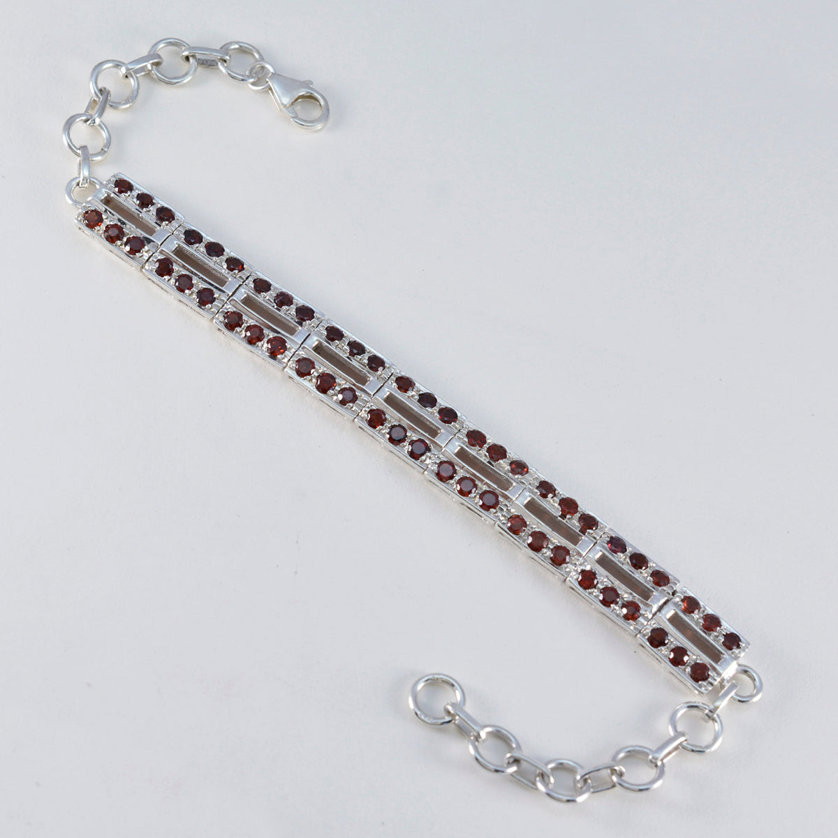 Garnet Memorial Day Minimal Red Sterling Silver Tennis Bracelet
