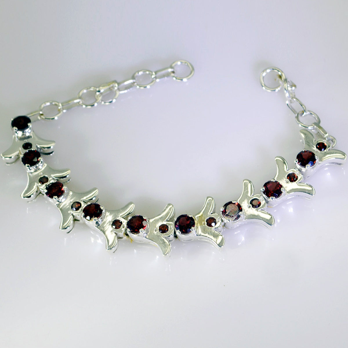 Garnet Men's Day Versatile Red 925 Silver Tennis Bracelet