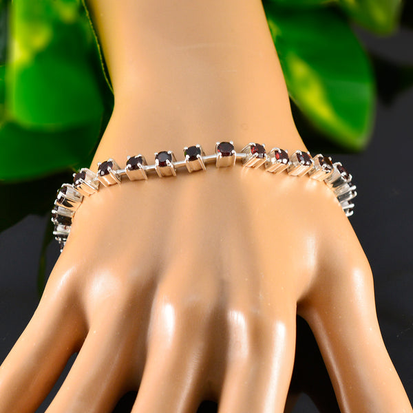 Garnet Midsummer’s Day Minimal Red Silver Tennis Bracelet