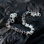 Garnet Midsummer’s Day Minimal Red Silver Tennis Bracelet