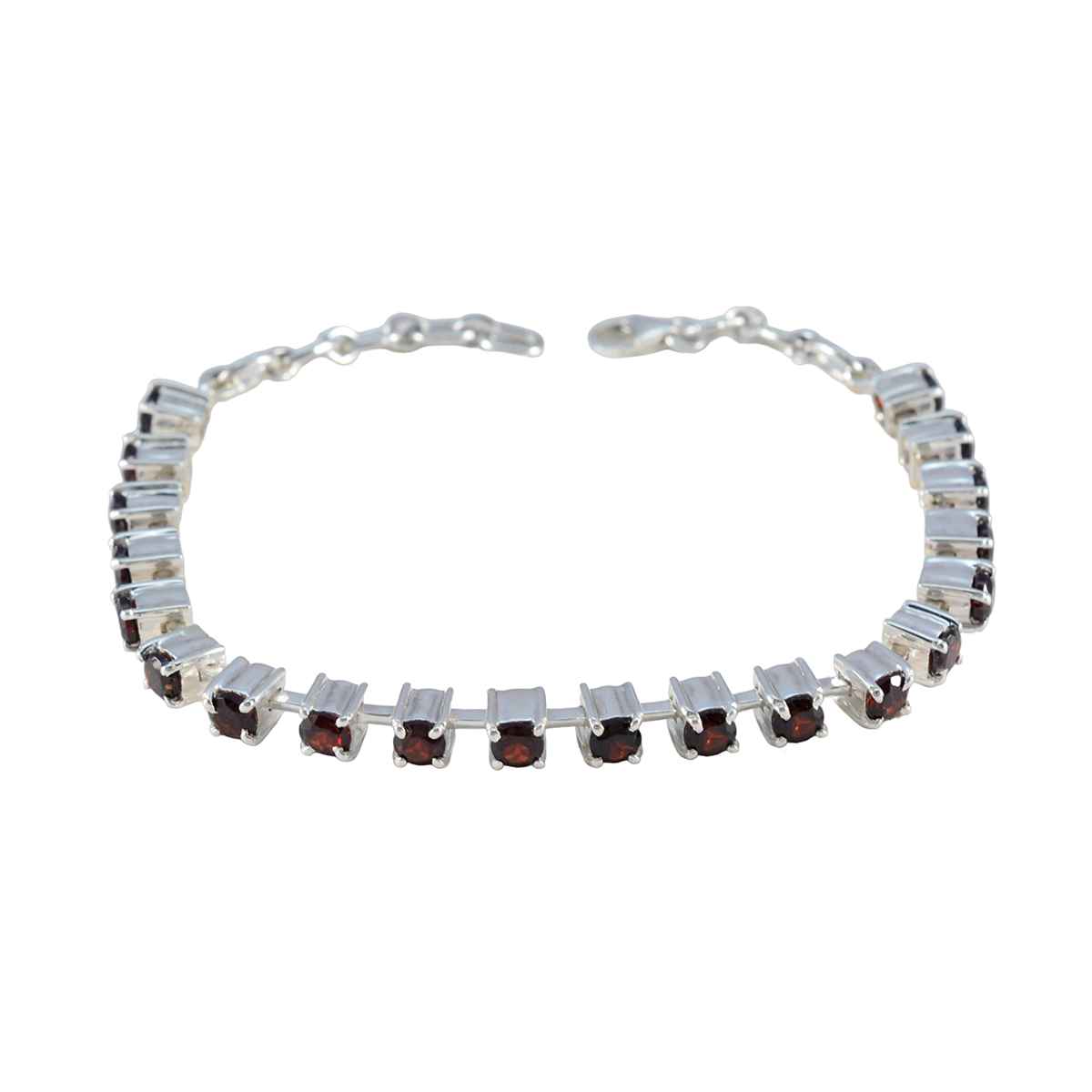 Garnet Midsummer’s Day Minimal Red Silver Tennis Bracelet