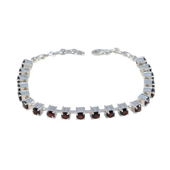 Garnet Midsummer’s Day Minimal Red Silver Tennis Bracelet
