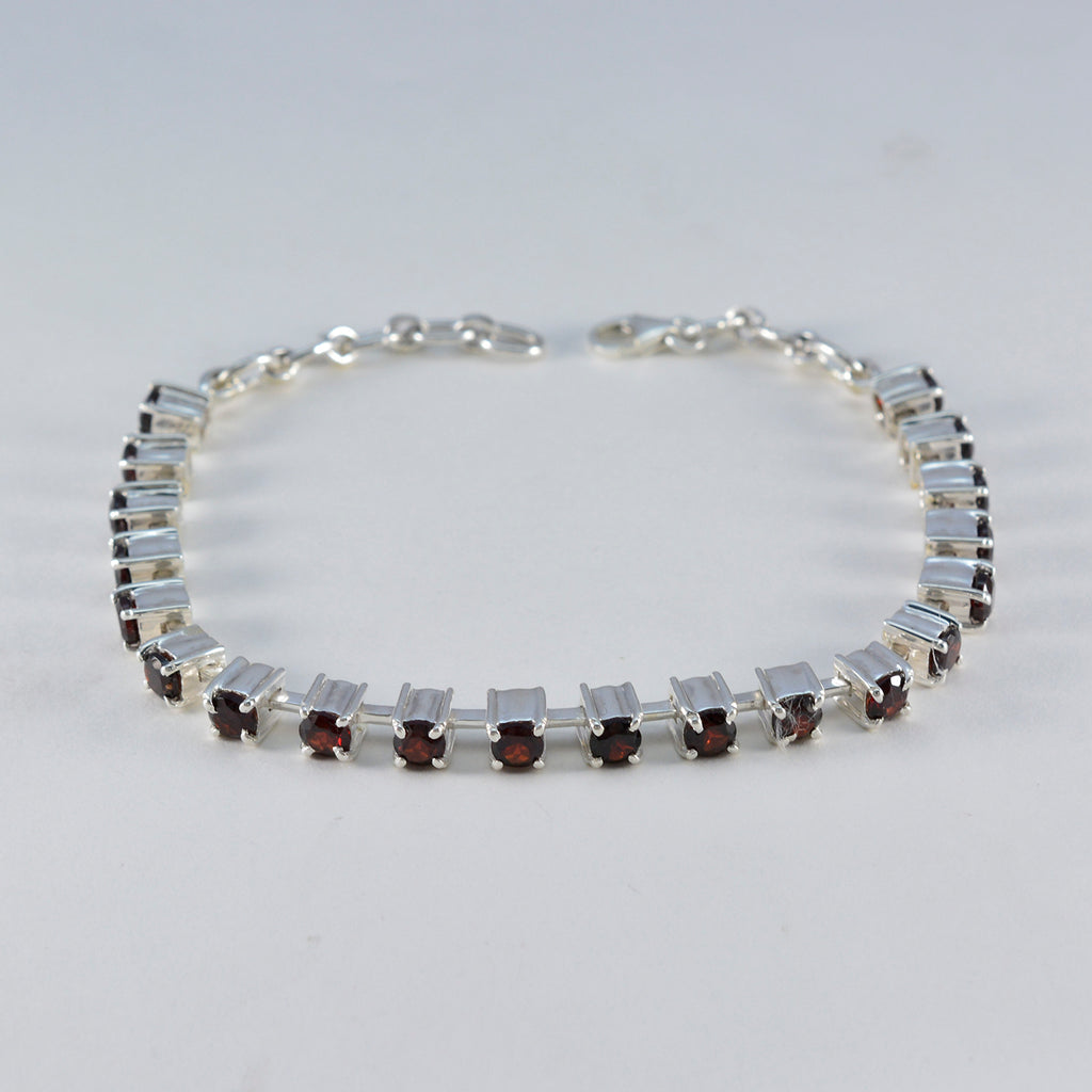 Garnet Midsummer’s Day Minimal Red Silver Tennis Bracelet
