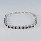 Garnet Midsummer’s Day Minimal Red Silver Tennis Bracelet