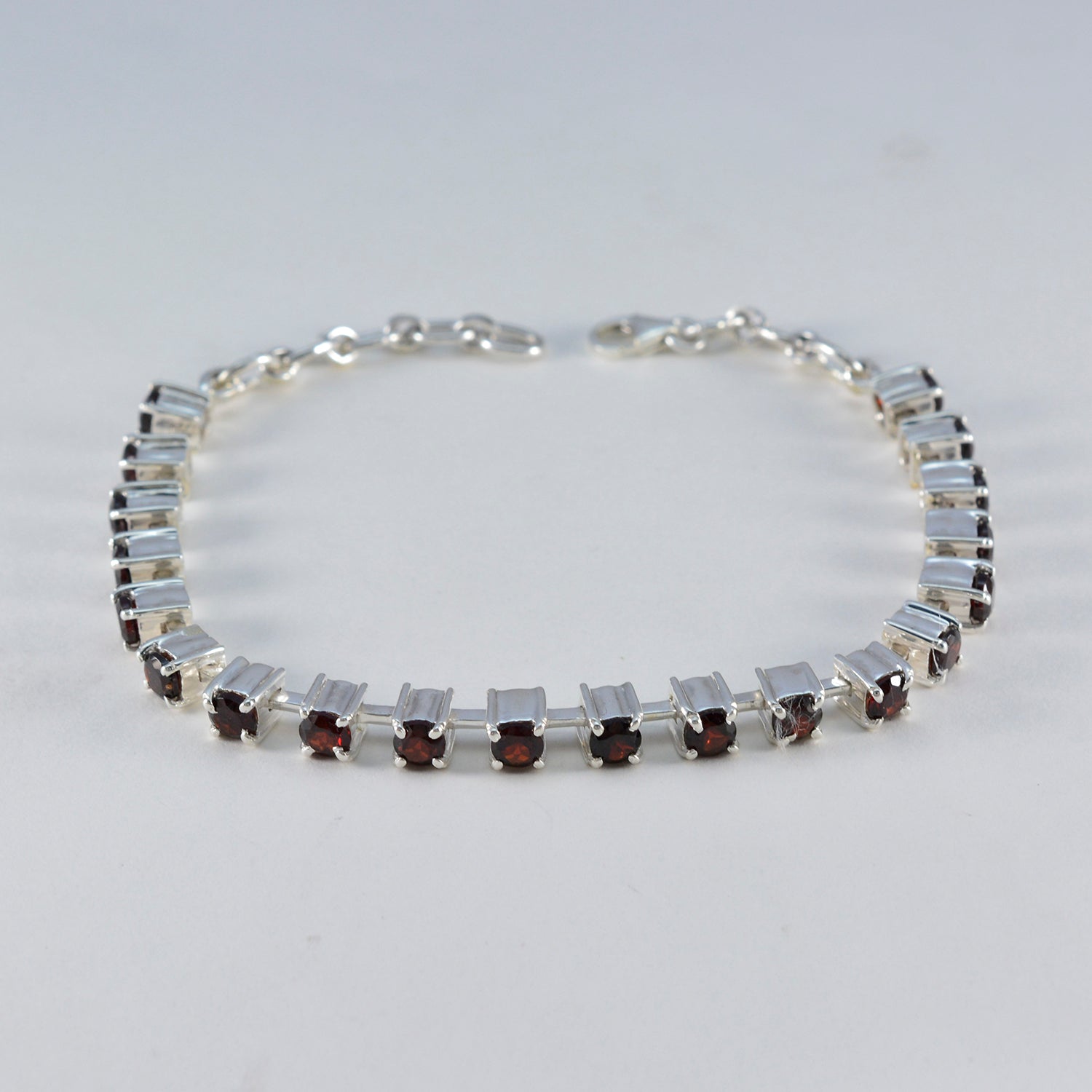 Garnet Midsummer’s Day Minimal Red Silver Tennis Bracelet