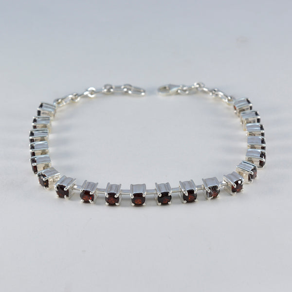 Garnet Midsummer’s Day Minimal Red Silver Tennis Bracelet