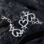 Garnet Mother’s Day Tiny Red Sterling Silver Links Bracelet