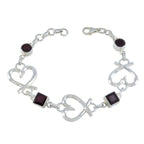 Garnet Mother’s Day Tiny Red Sterling Silver Links Bracelet