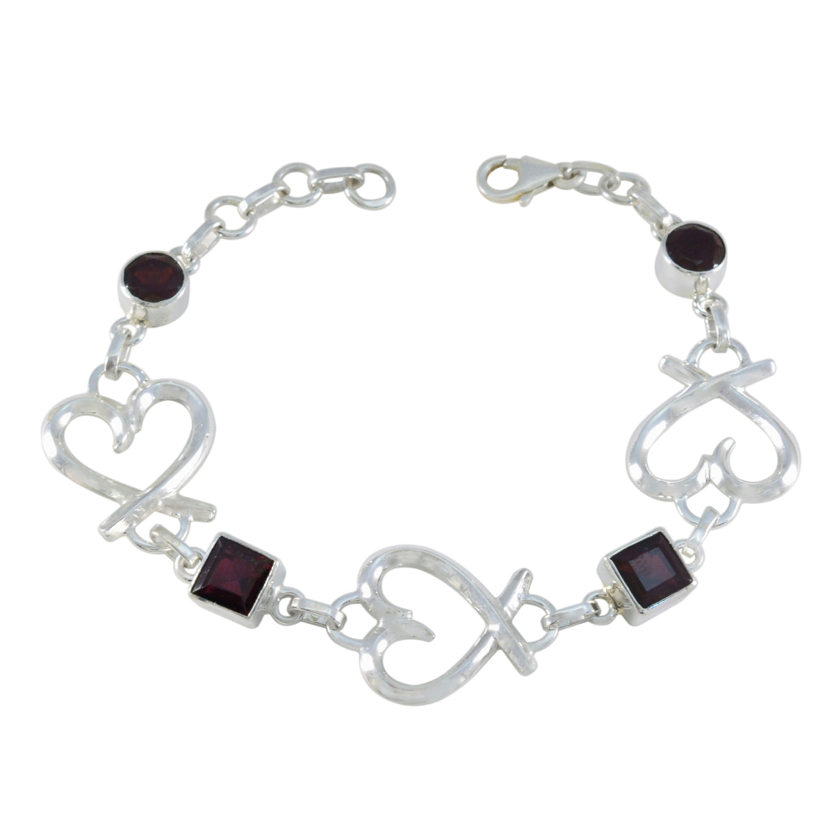 Garnet Mother’s Day Tiny Red Sterling Silver Links Bracelet