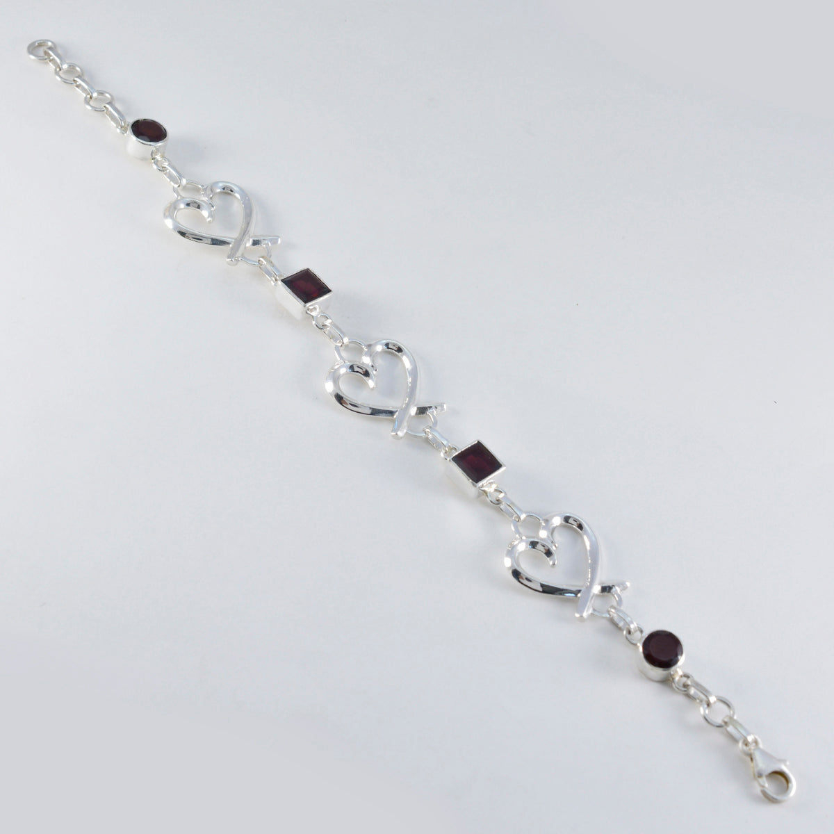 Garnet Mother’s Day Tiny Red Sterling Silver Links Bracelet