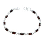 Garnet Mother's Day Elegant Red 925 Silver Links Bracelet