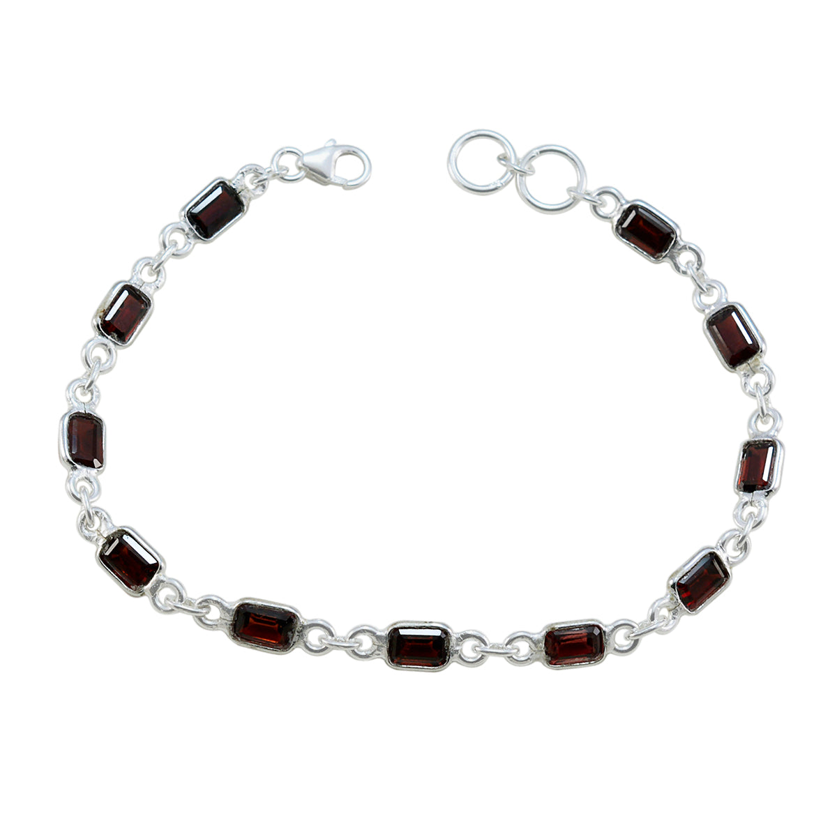 Garnet Mother's Day Elegant Red 925 Silver Links Bracelet