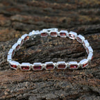 Garnet Movember Minimal Red Silver Tennis Bracelet