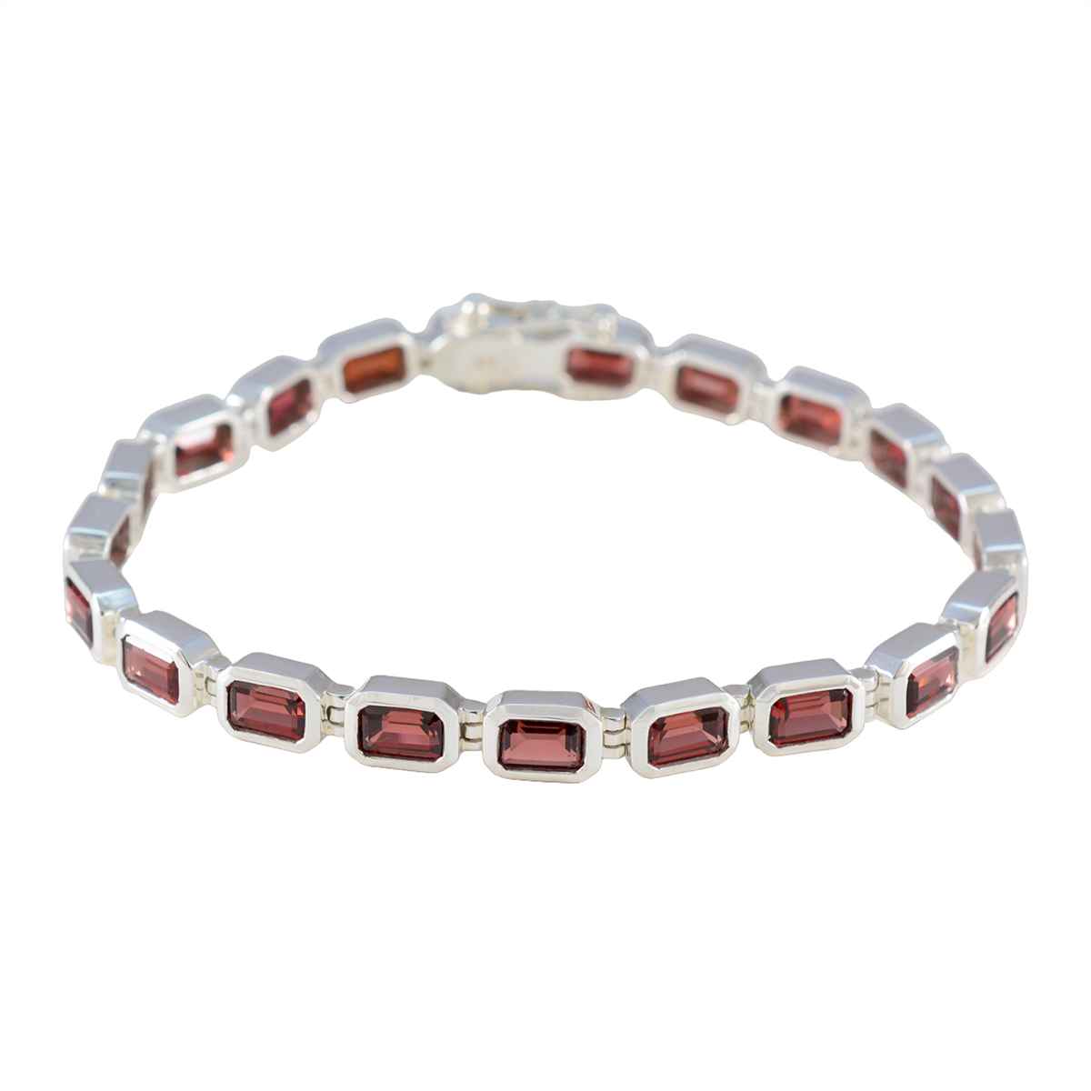 Garnet Movember Minimal Red Silver Tennis Bracelet