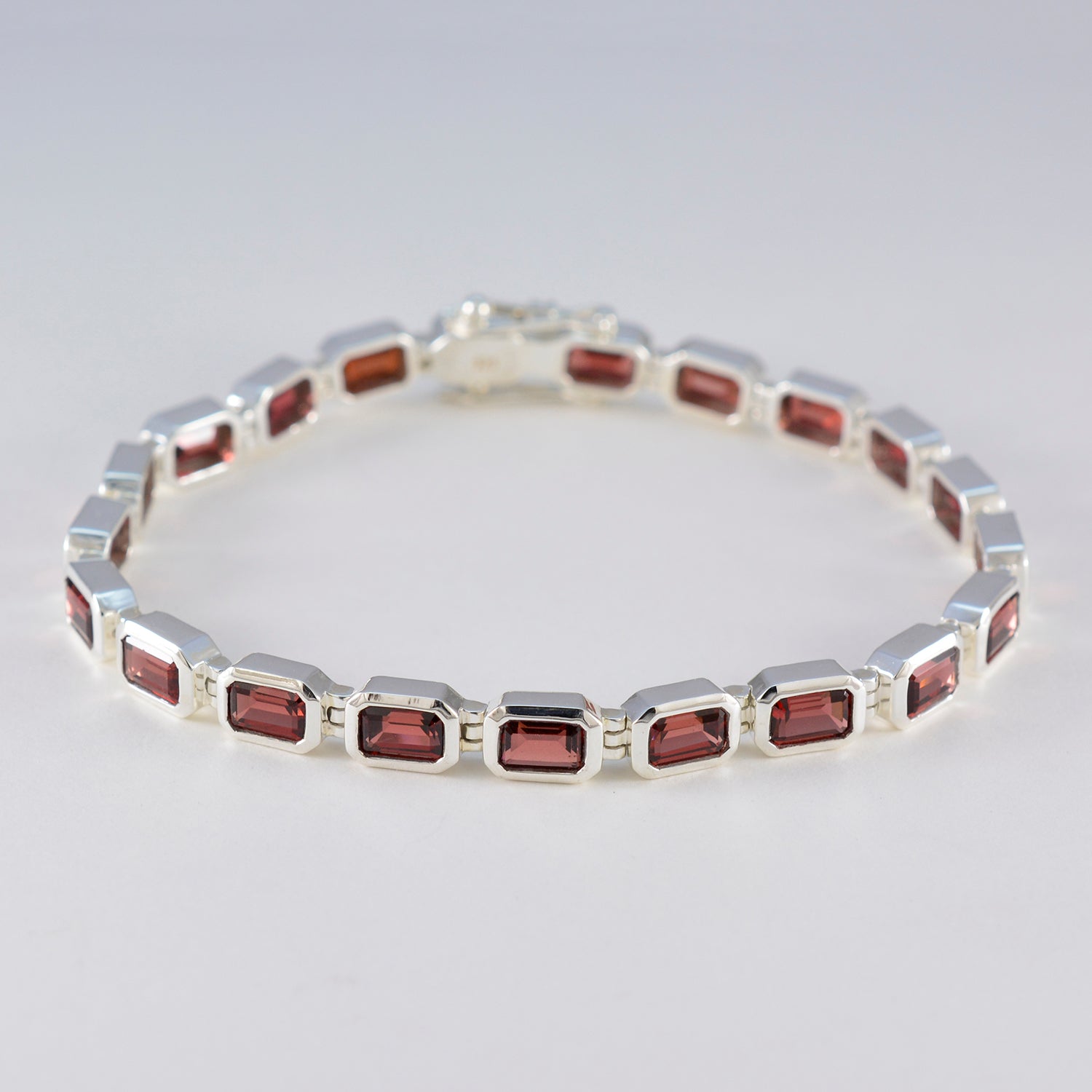 Garnet Movember Minimal Red Silver Tennis Bracelet