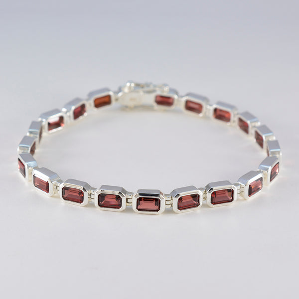 Garnet Movember Minimal Red Silver Tennis Bracelet