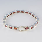 Garnet Movember Minimal Red Silver Tennis Bracelet