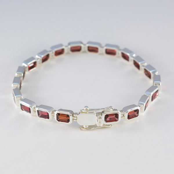 Garnet Movember Minimal Red Silver Tennis Bracelet