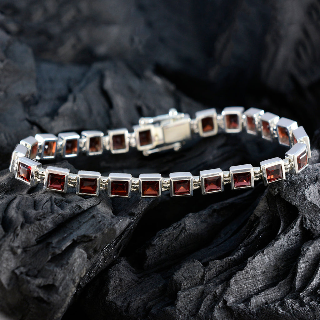 Garnet New Year's Day Classic Red Sterling Silver Tennis Bracelet