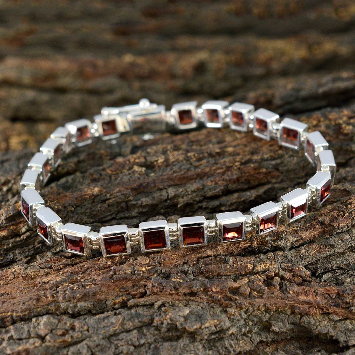 Garnet New Year's Day Classic Red Sterling Silver Tennis Bracelet