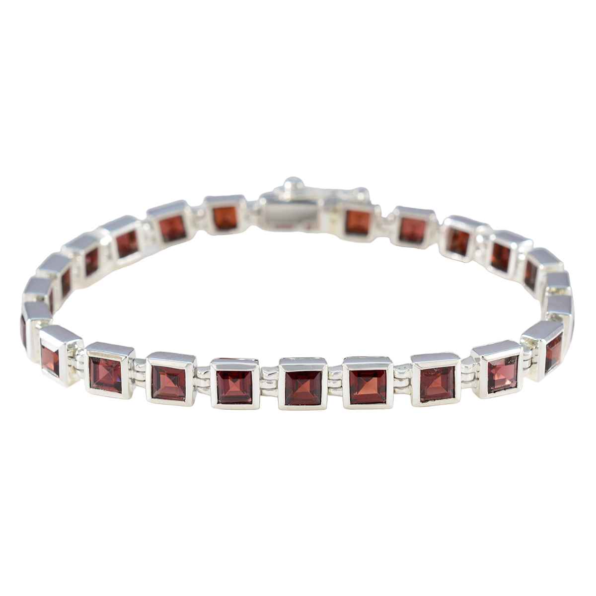 Granat Neujahrstag Klassisches rotes Tennisarmband aus Sterlingsilber Hauptbild