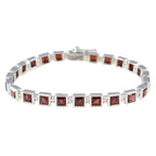 Garnet New Year's Day Classic Red Sterling Silver Tennis Bracelet