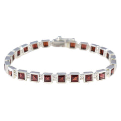 Garnet New Year's Day Classic Red Sterling Silver Tennis Bracelet
