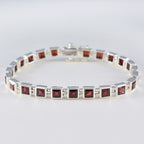 Garnet New Year's Day Classic Red Sterling Silver Tennis Bracelet