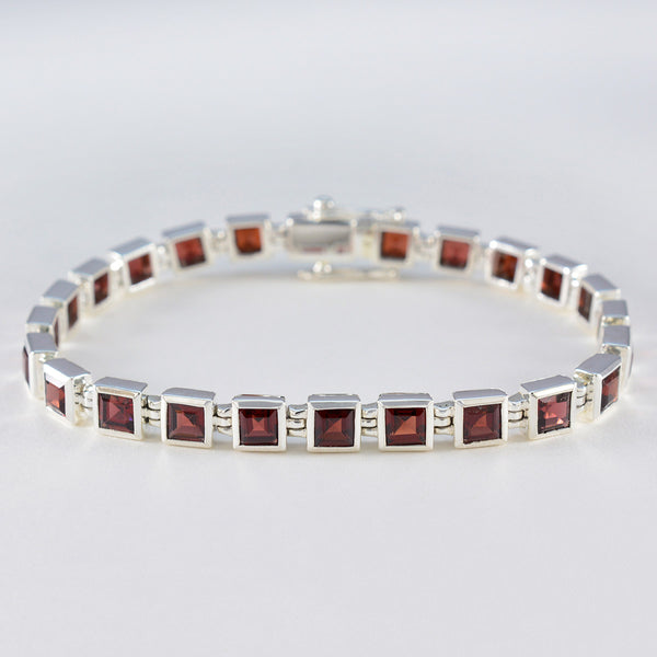 Garnet New Year's Day Classic Red Sterling Silver Tennis Bracelet