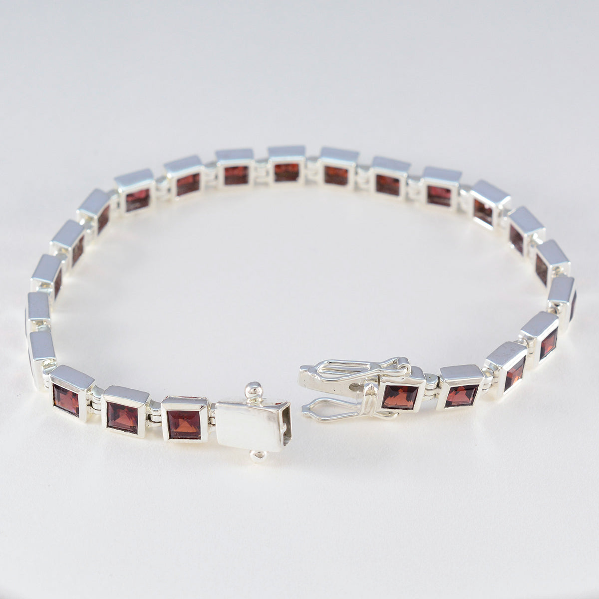Garnet New Year's Day Classic Red Sterling Silver Tennis Bracelet
