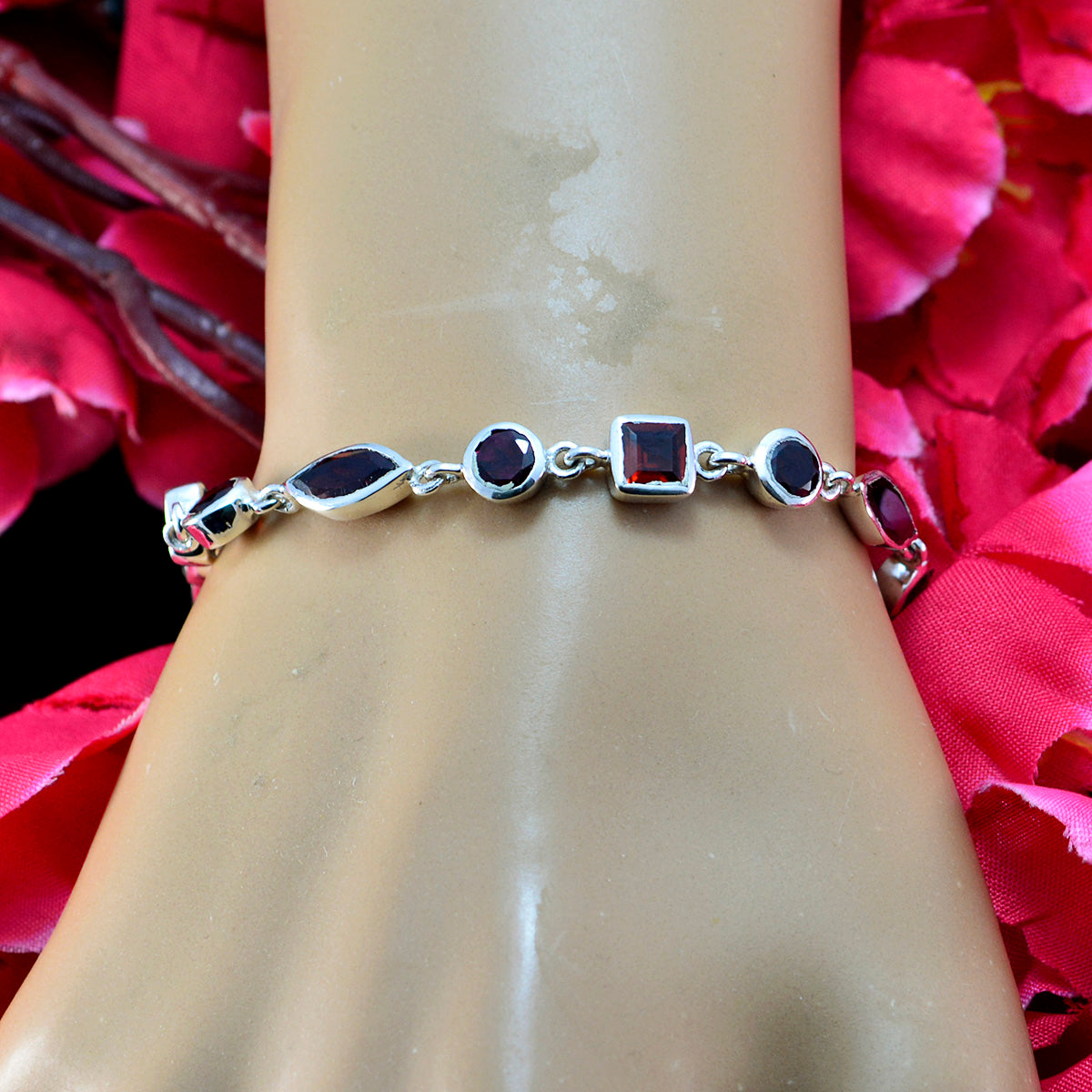 Garnet New Year's Eve Featherlight Red 92.5 Silver Links Bracelet