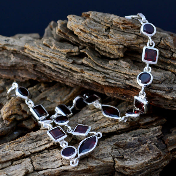 Garnet New Year's Eve Featherlight Red 92.5 Silver Links Bracelet