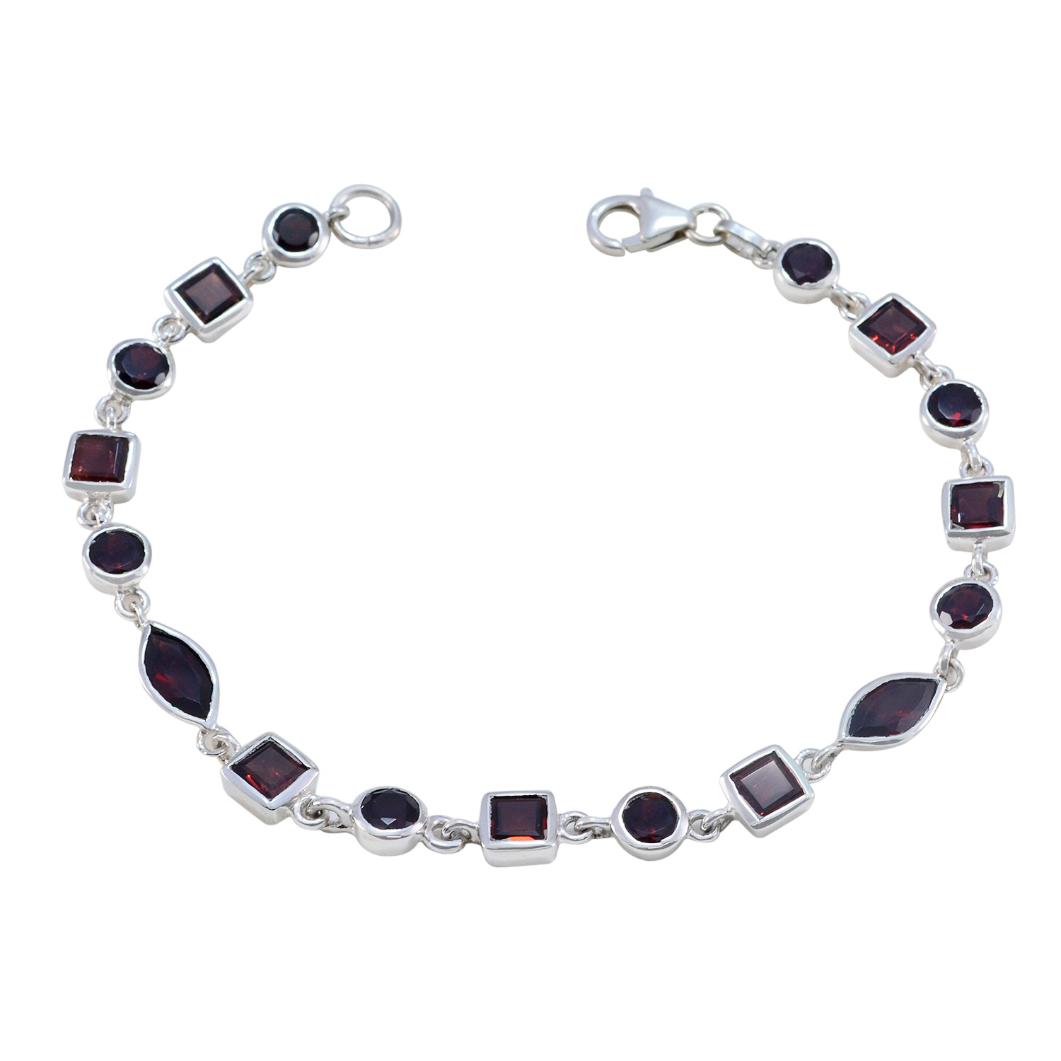 Garnet New Year's Eve Featherlight Red 92.5 Silver Links Bracelet Hoofdafbeelding
