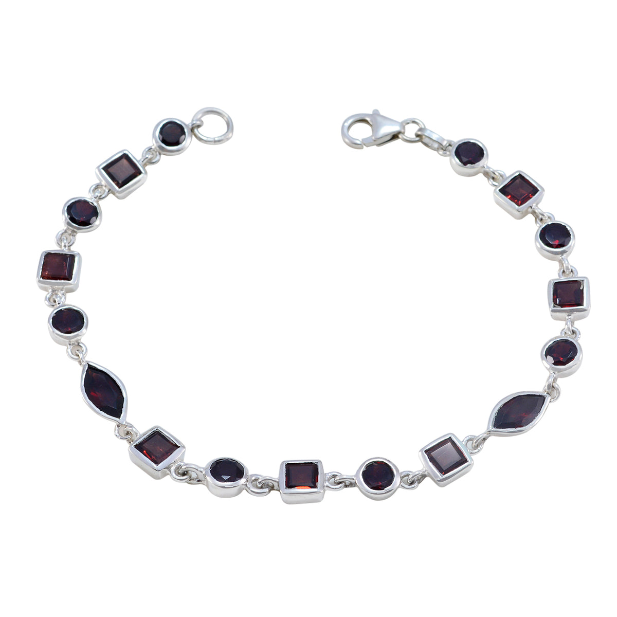 Garnet New Year's Eve Featherlight Red 92.5 Silver Links Bracelet