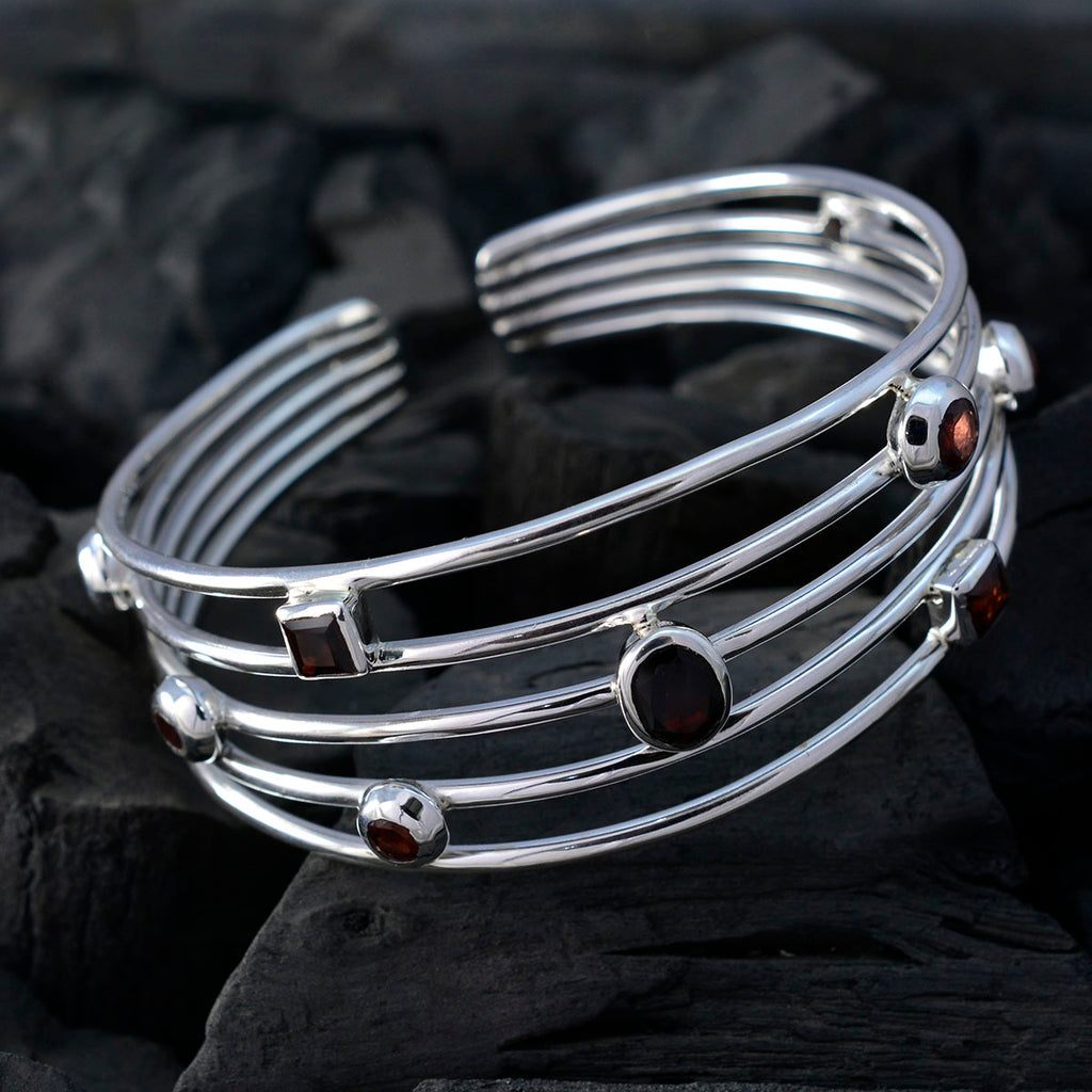 Garnet Notting Hill Carnival Essential Red Silver Cuff Bracelet