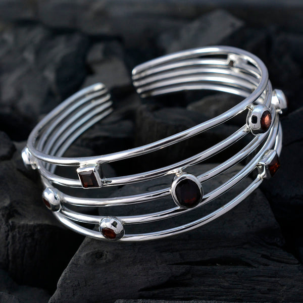 Garnet Notting Hill Carnival Essential Red Silver Cuff Bracelet