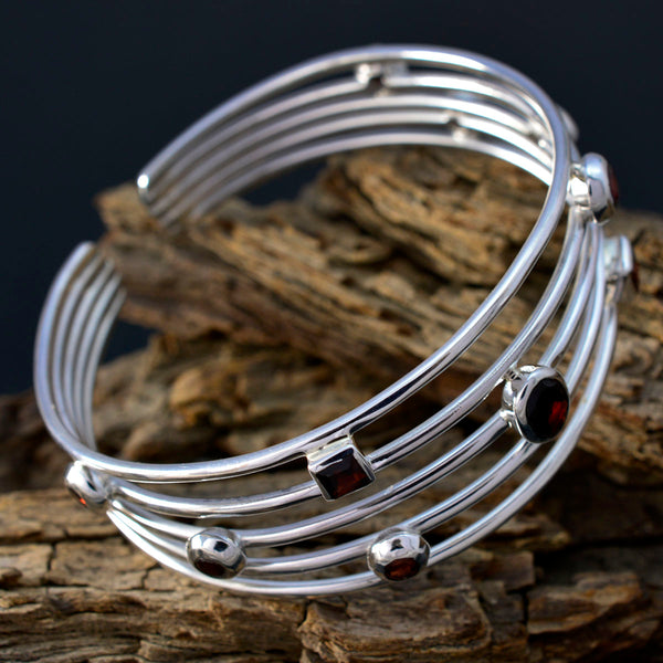 Garnet Notting Hill Carnival Essential Red Silver Cuff Bracelet