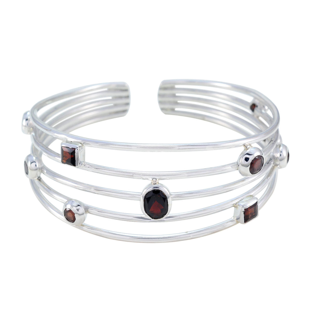 Garnet Notting Hill Carnival Essential Red Silver Cuff Bracelet Imagen principal del producto