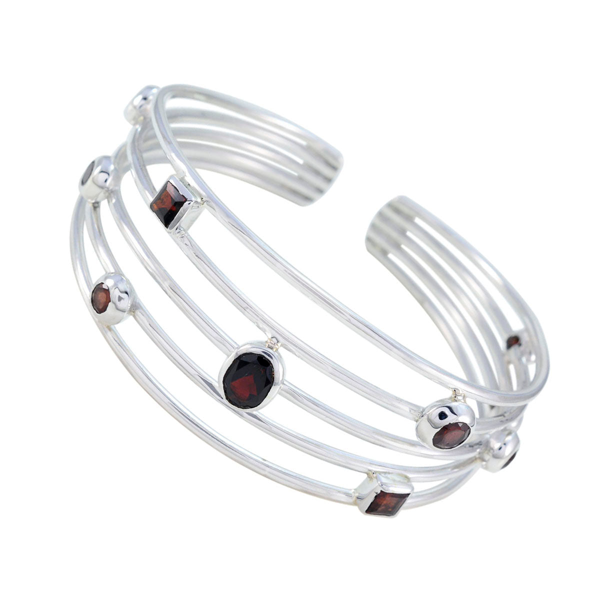Garnet Notting Hill Carnival Essential Red Silver Cuff Bracelet