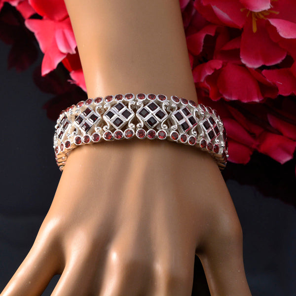 Garnet All Saint’s Day Chunky Red Sterling Silver Tennis Bracelet