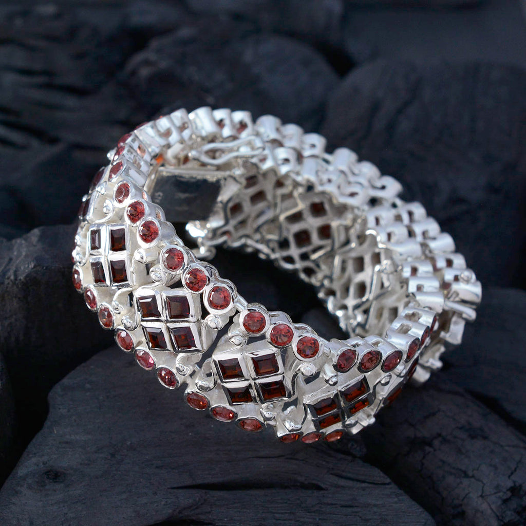 Garnet All Saint’s Day Chunky Red Sterling Silver Tennis Bracelet