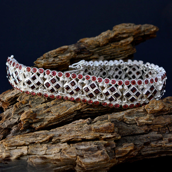 Garnet All Saint’s Day Chunky Red Sterling Silver Tennis Bracelet