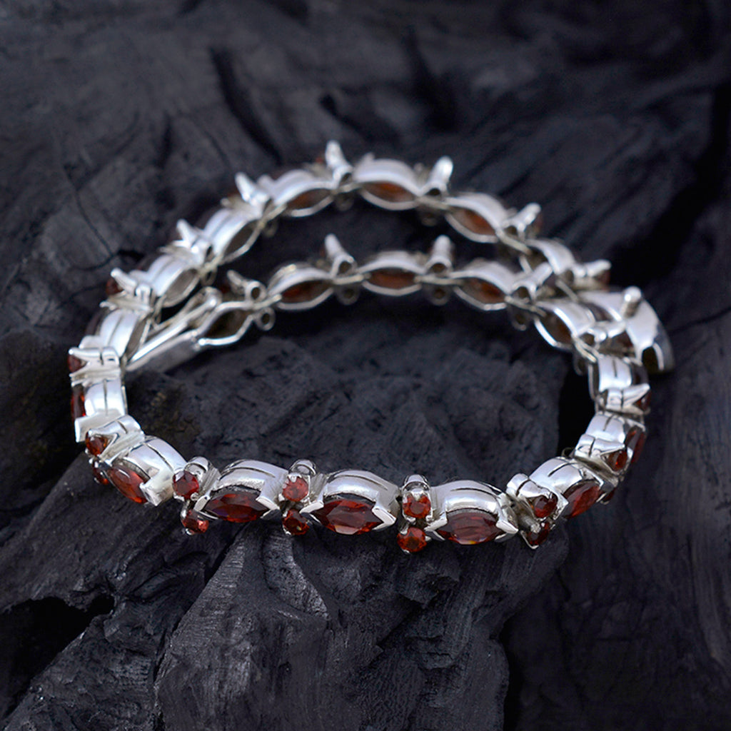 Garnet Nut Day Minimal Red 925 Silver Tennis Bracelet