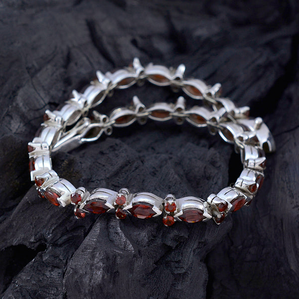 Garnet Nut Day Minimal Red 925 Silver Tennis Bracelet