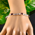 Garnet Office Minimal Red Silver Tennis Bracelet