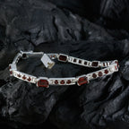 Garnet Office Minimal Red Silver Tennis Bracelet