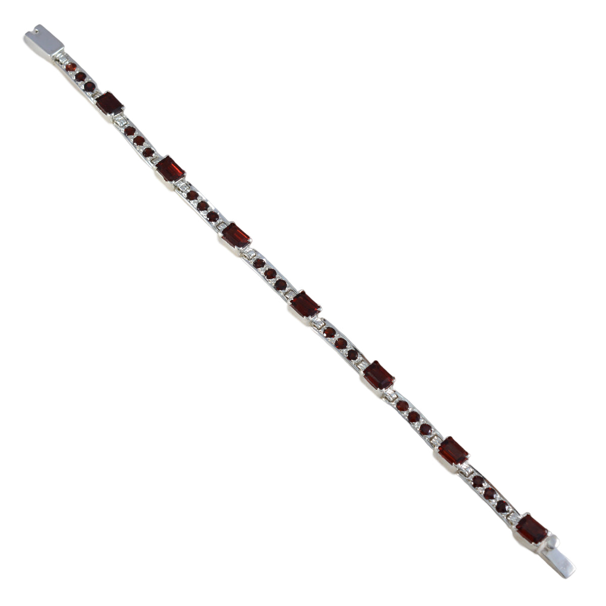 Garnet Office Minimal Red Silver Tennis Bracelet Huvudsaklig produktbild