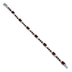 Garnet Office Minimal Red Silver Tennis Bracelet
